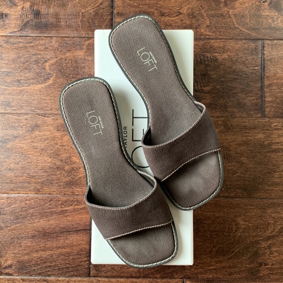 LOFT Brown Karin Canvas Slide Sandals Size 6.5 - Picture 15 of 15